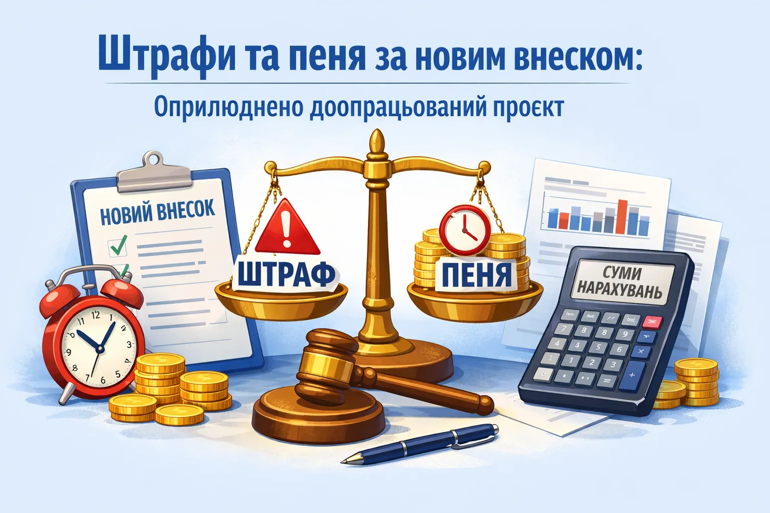 Штрафи та пеня за новим внеском: оприлюднено доопрацьований проєкт Штрафи та пеня за новим внеском: оприлюднено доопрацьований проєкт
