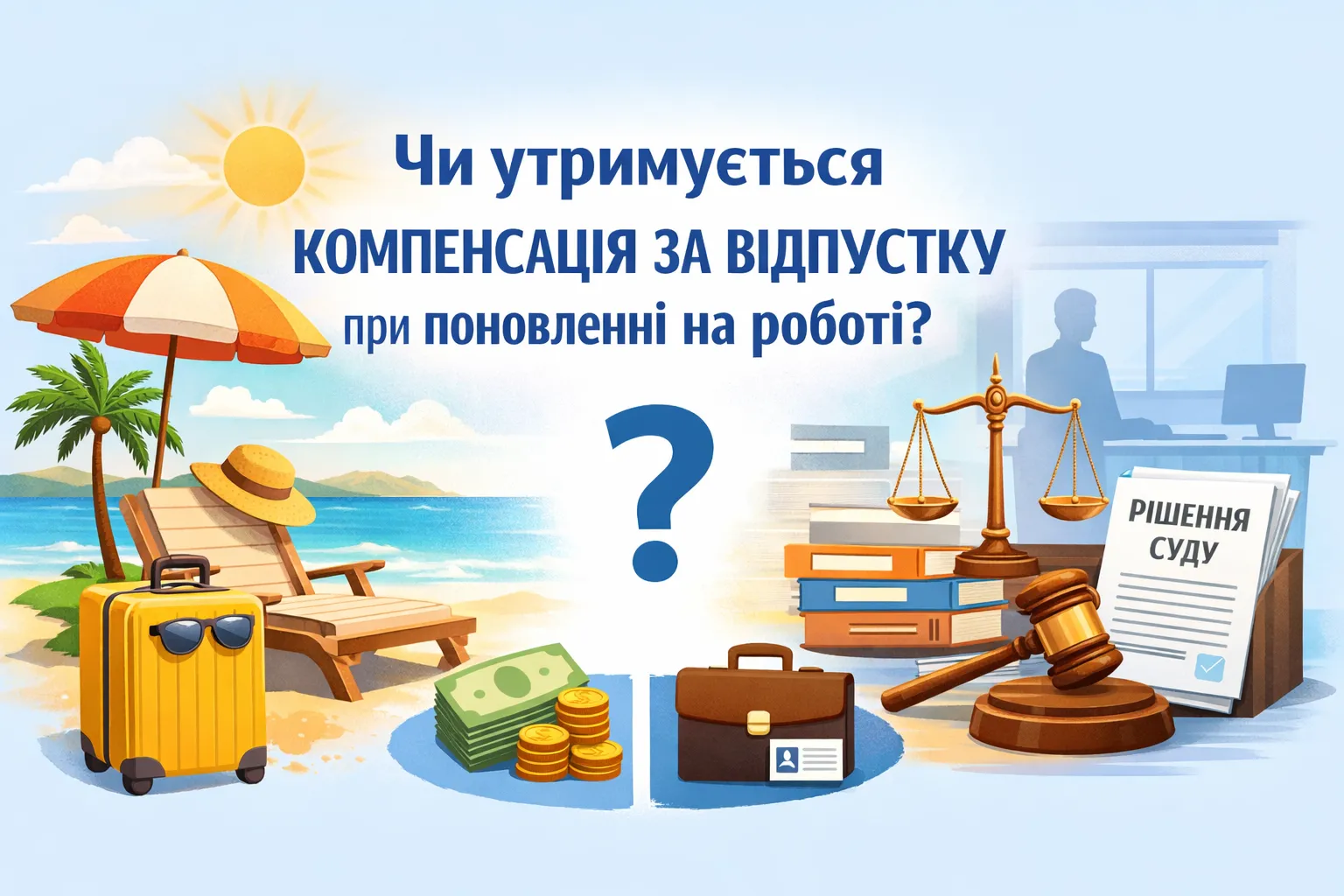 Чи утримується компенсація за щорічну відпустку у разі поновлення судом працівника на роботі? Чи утримується компенсація за щорічну відпустку у разі поновлення судом працівника на роботі?