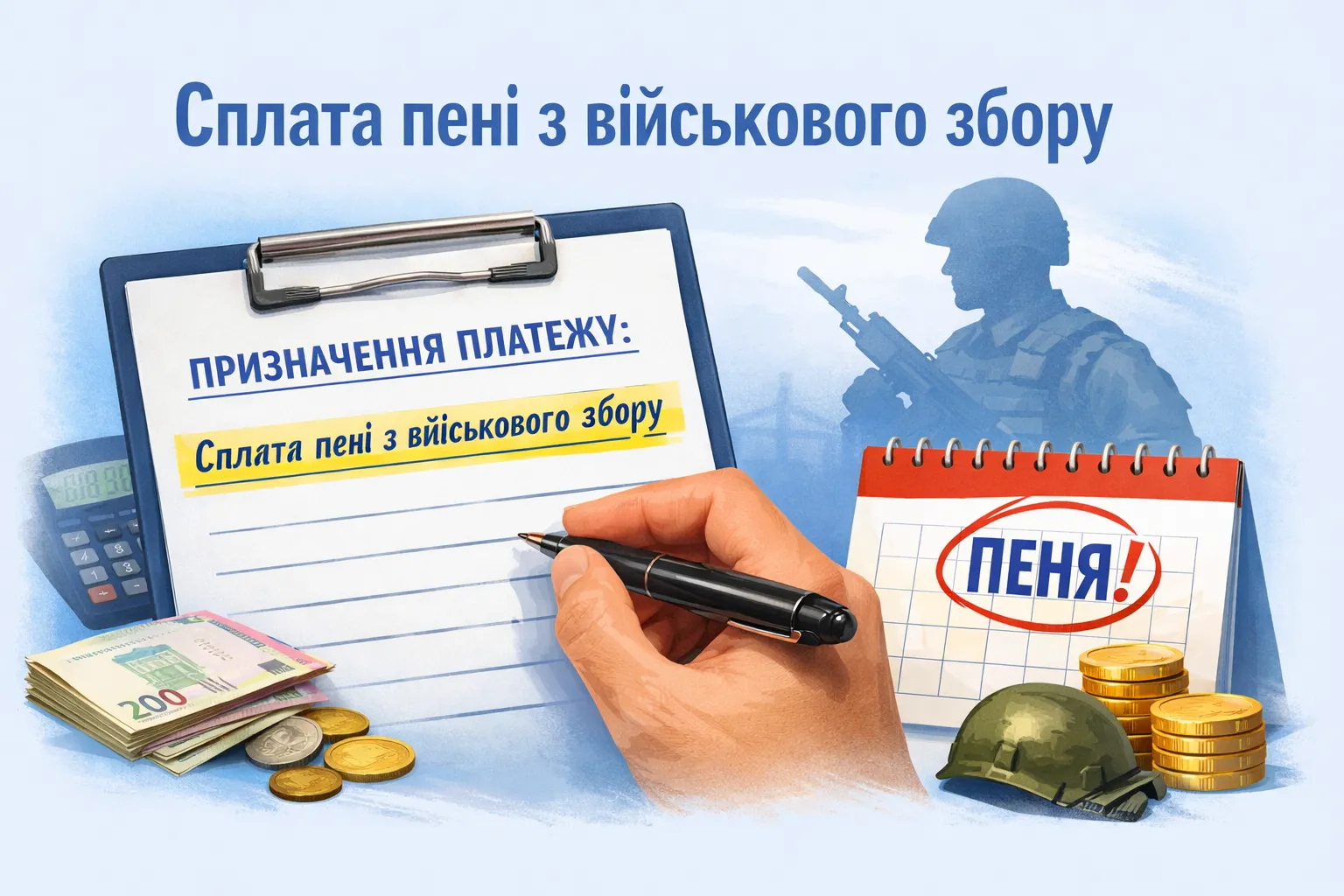 Заповнення «Призначення платежу» у випадку сплати пені з військового збору