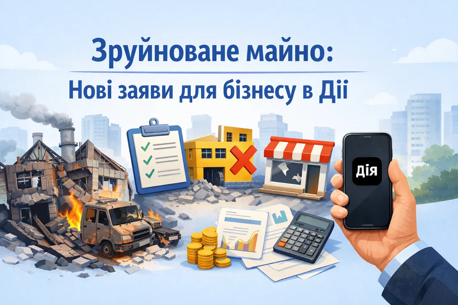 Пошкоджене або знищене майно: для юросіб відкрили нові категорії заяв у Дії Пошкоджене або знищене майно: для юросіб відкрили нові категорії заяв у Дії