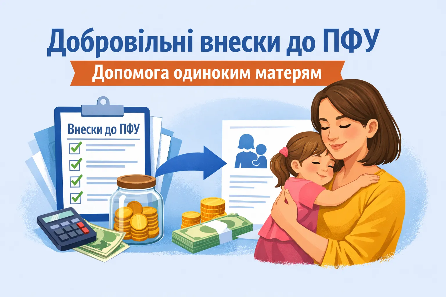 Добровільні внески до ПФУ тепер дають право на допомогу одиноким матерям