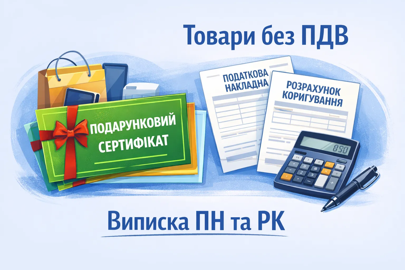 Подарункові сертифікати на звільнені від ПДВ товари: як складати ПН та РК