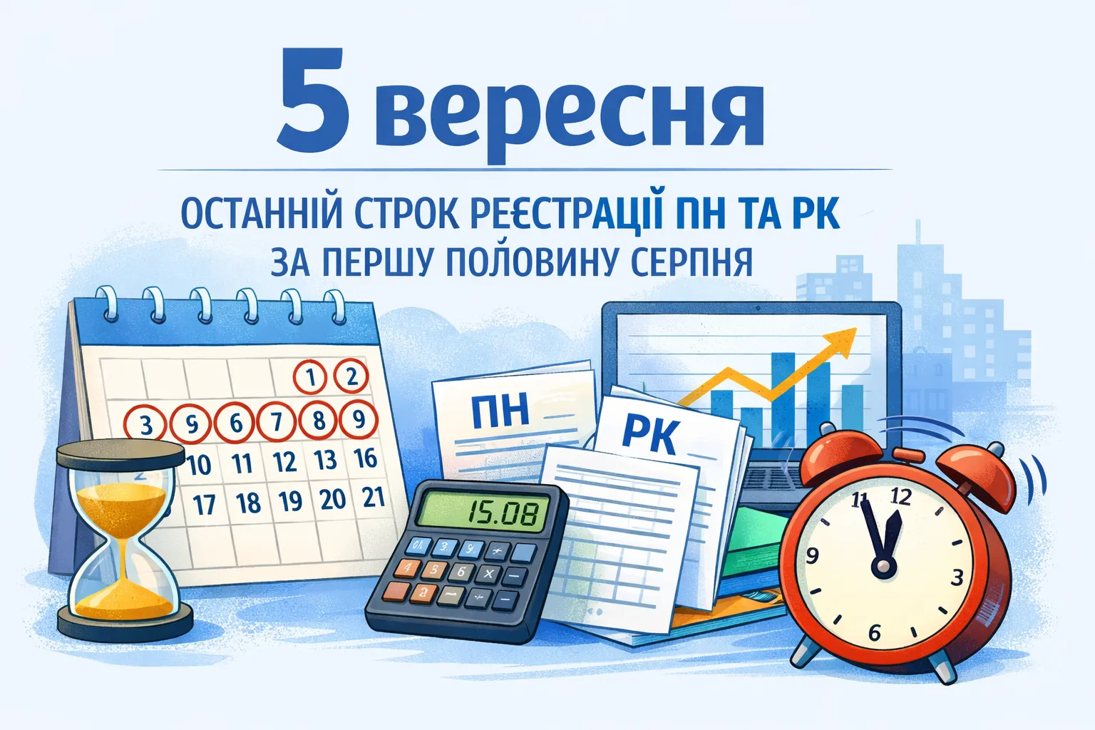 5 вересня — граничний строк реєстрації ПН та РК за першу половину серпня
