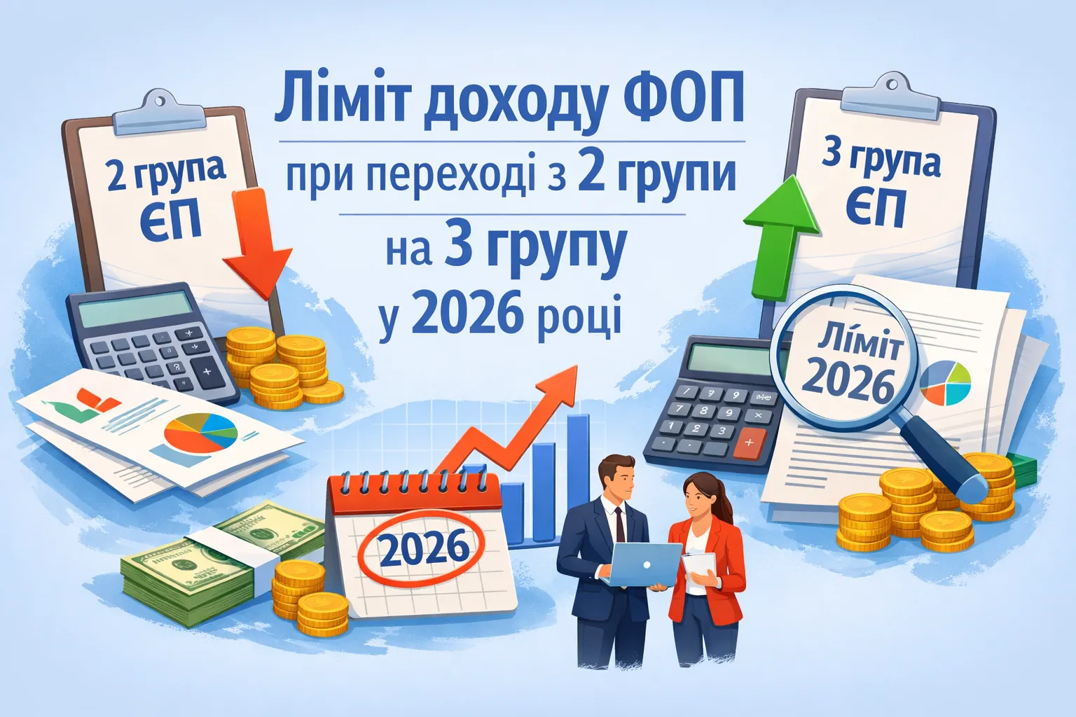 Ліміт доходу ФОП при переході з 2 групи ЄП на 3 групу посеред року: як рахувати у 2026 році