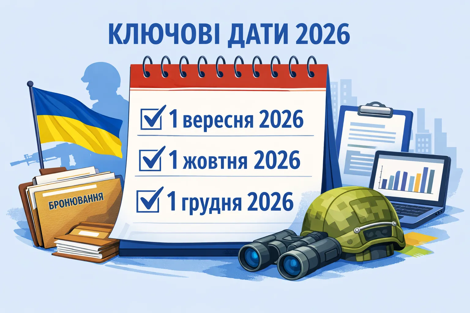 Календар контрольних дат для ВО і бронювання: 1 вересня, 1 жовтня і 1 грудня 2026 року