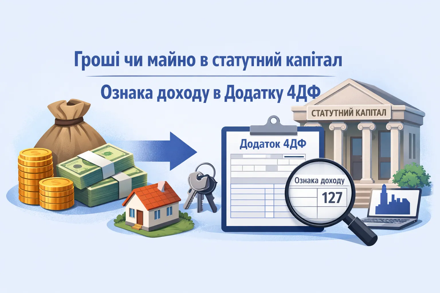 Гроші чи майно в статутний капітал: ознака доходу в додатку 4ДФ