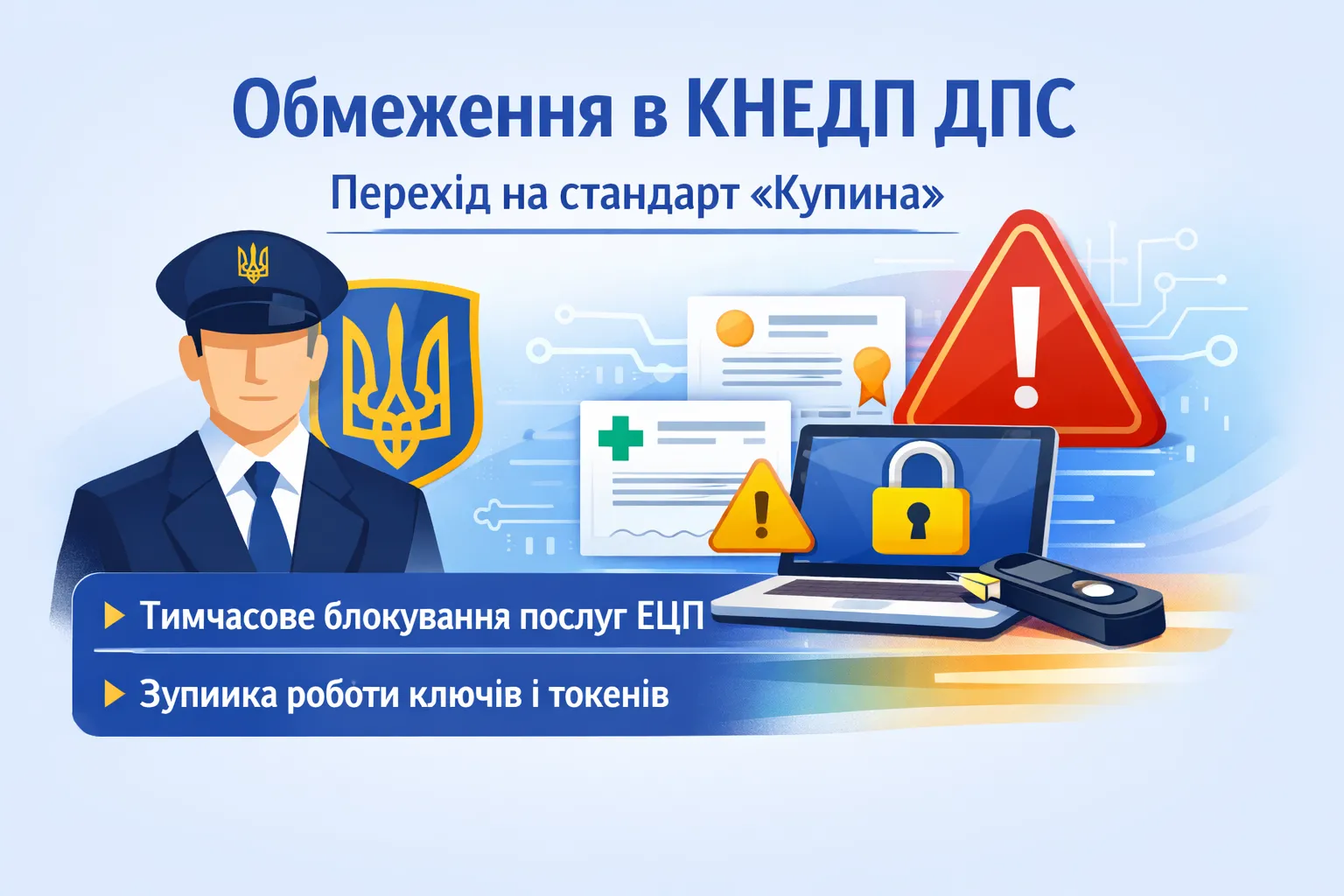 ДПС України попередило про обмеження в КНЕДП ДПС через перехід на стандарт «Купина»