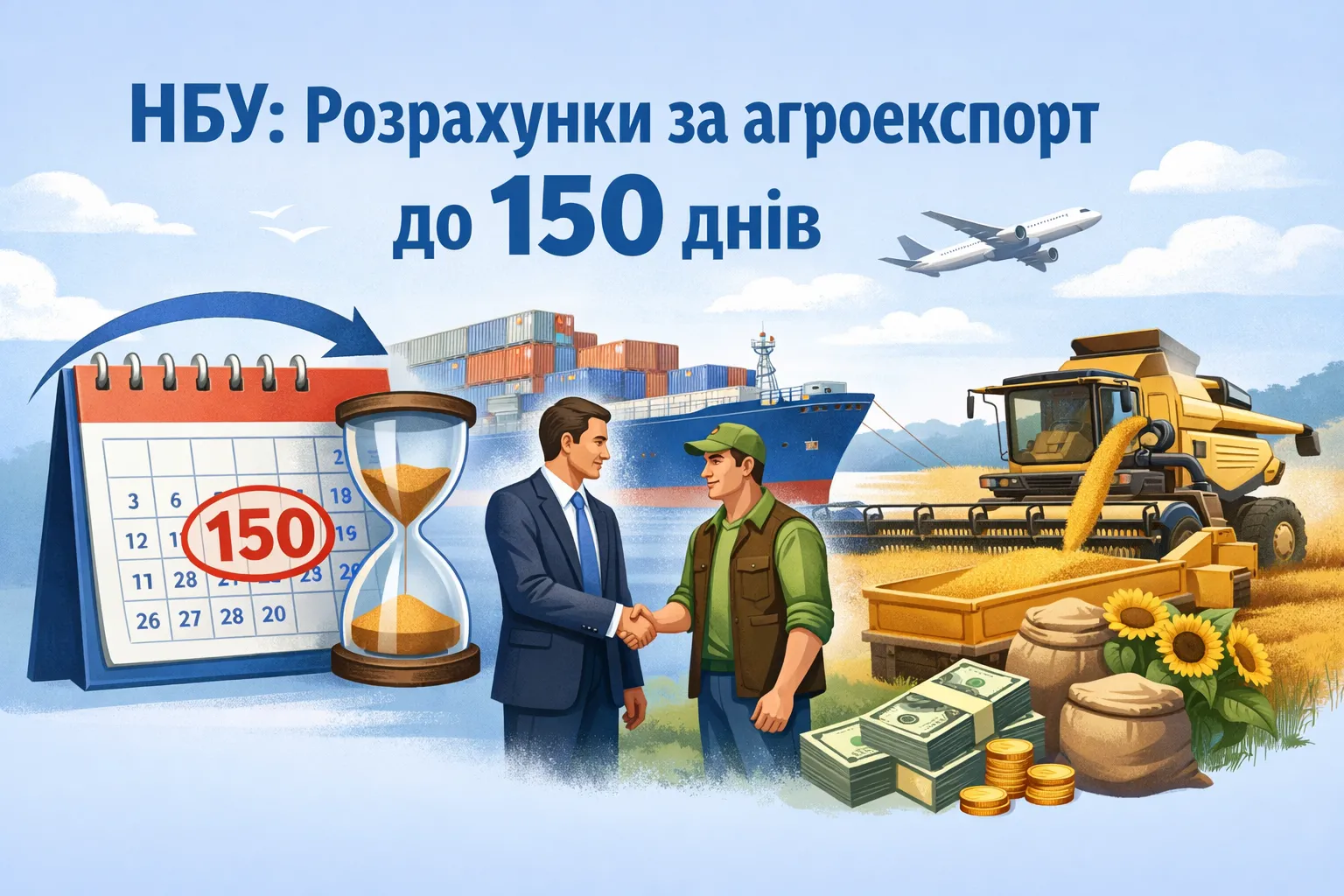 НБУ збільшив строки розрахунків за аграрним експортом до 150 днів