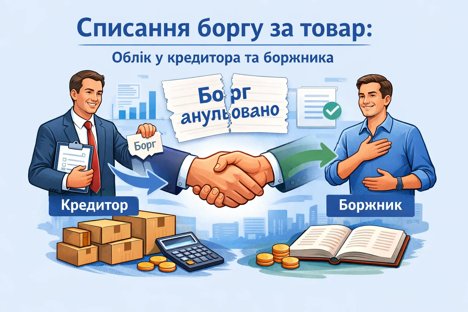 Продавець прощає борг за відвантажений товар: облік у кредитора та боржника
