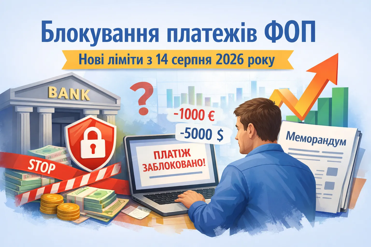Банк блокує платежі ФОП через Меморандум: які ліміти діють з 14 серпня 2026 року