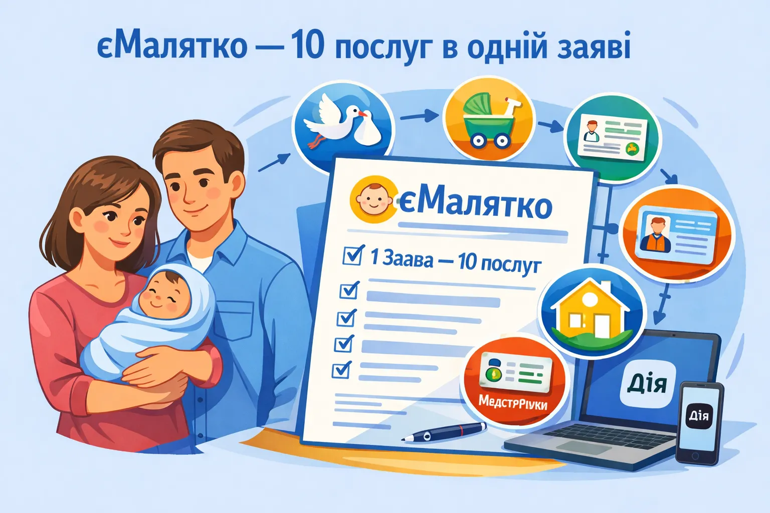 «єМалятко» — 10 державних послуг для батьків в одній заяві