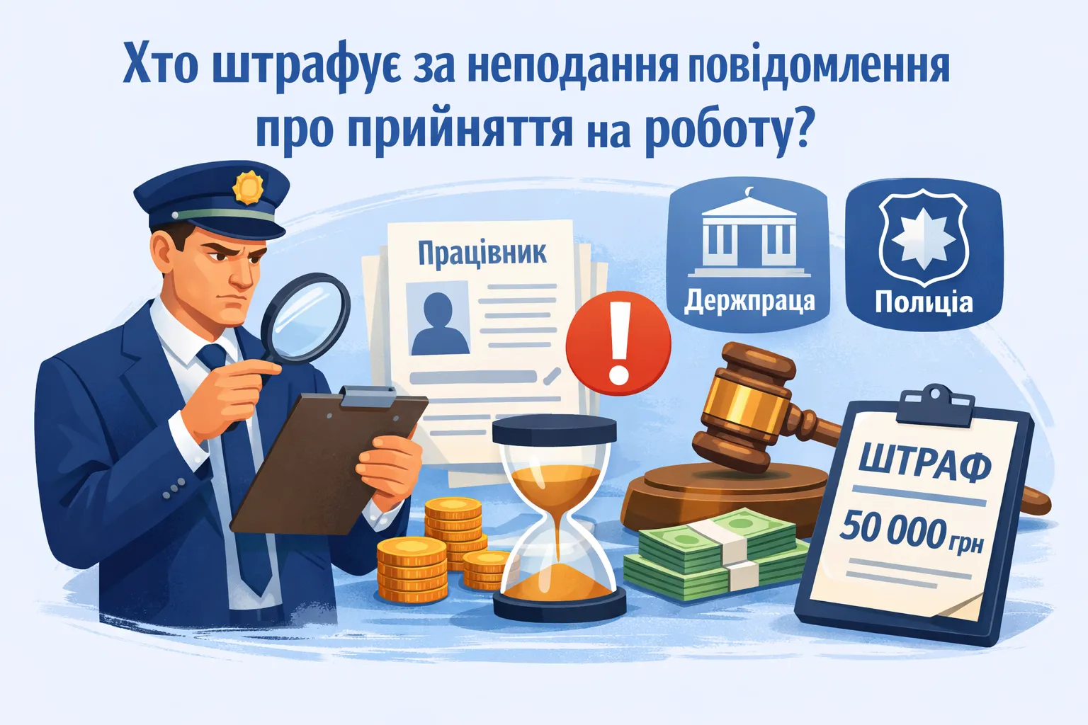 Хто штрафує за неподання повідомлення про прийняття на роботу?