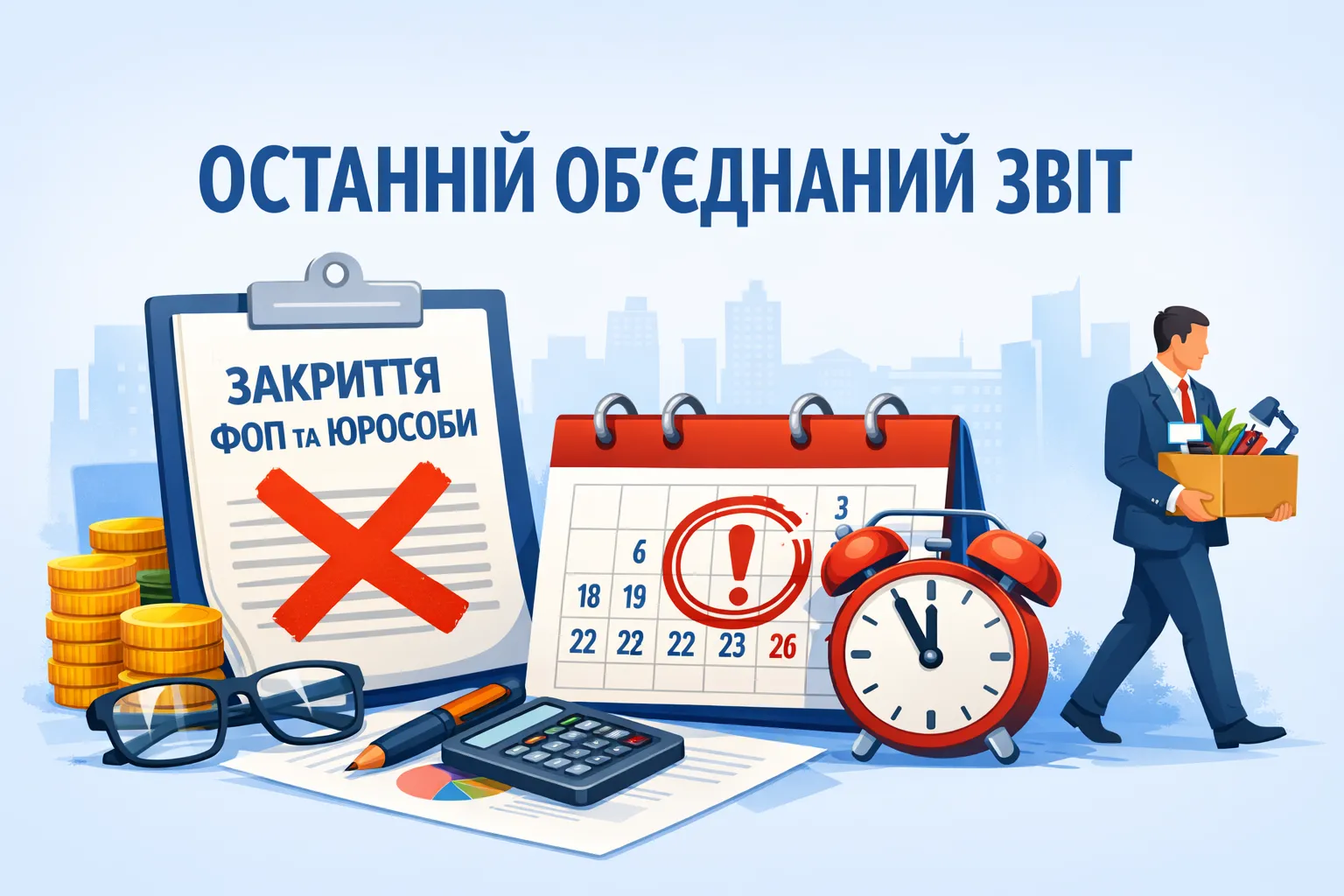 Закриття ФОП або юрособи: коли подати останній Об’єднаний звіт