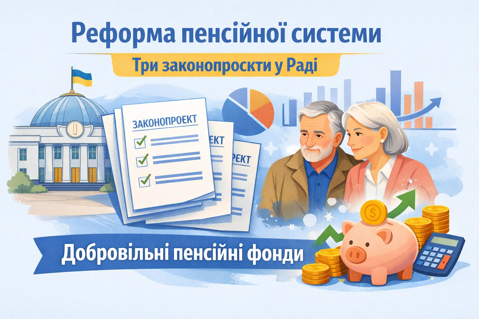 Пенсійну систему хочуть реформувати: у Раді зареєстрували три законопроєкти про добровільні пенсійні фонди