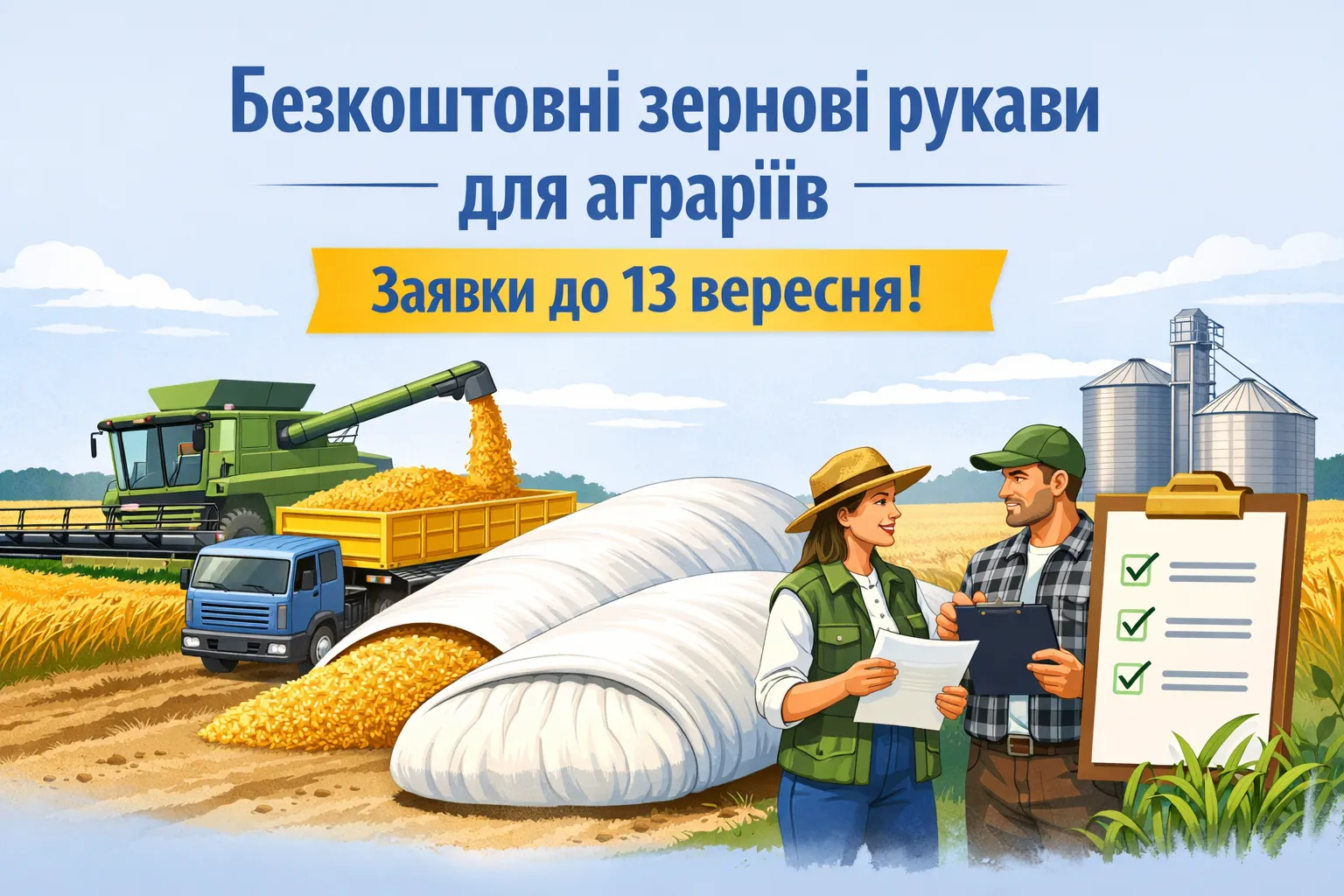 Безкоштовні зернові рукави для аграріїв: заявки приймають до 13 вересня