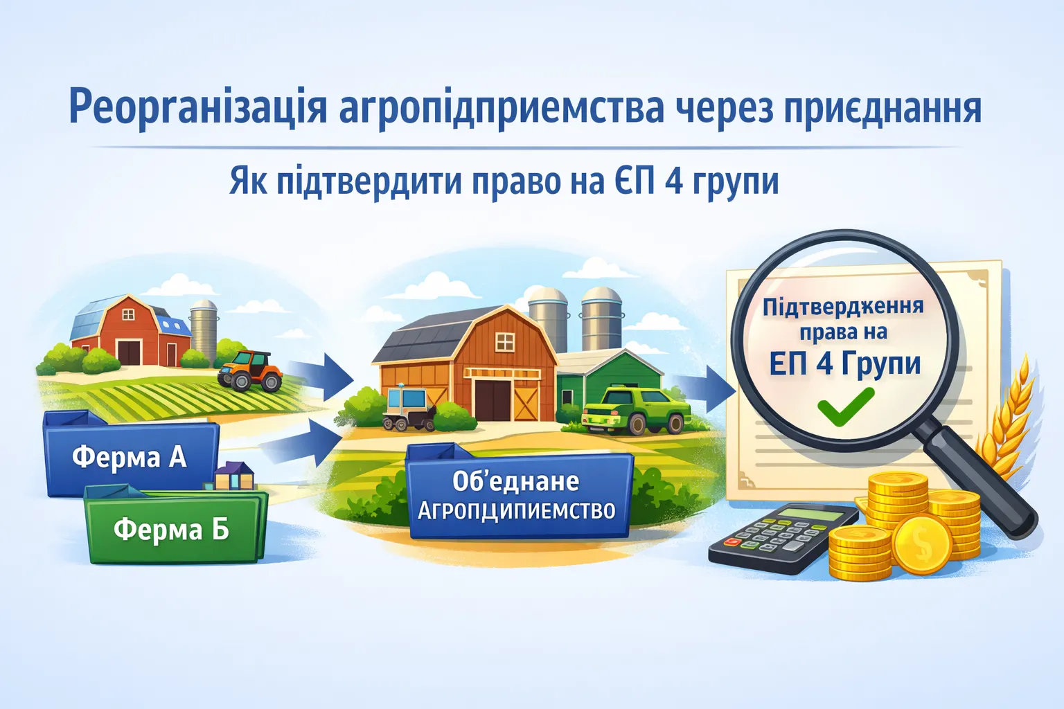 Реорганізація агропідприємства через приєднання: як підтвердити право на ЄП 4 групи