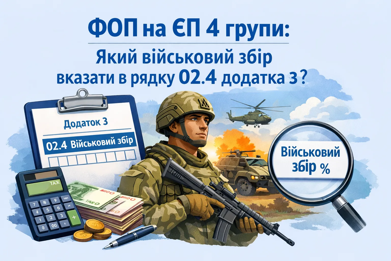 ФОП на ЄП 4 групи: який військовий збір зазначати в рядку 02.4 додатка 3?