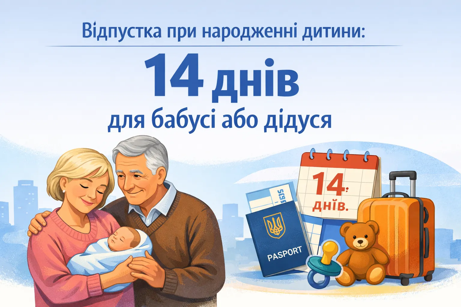 Відпустка при народженні дитини: коли можуть 14 днів отримати бабуся або дідусь
