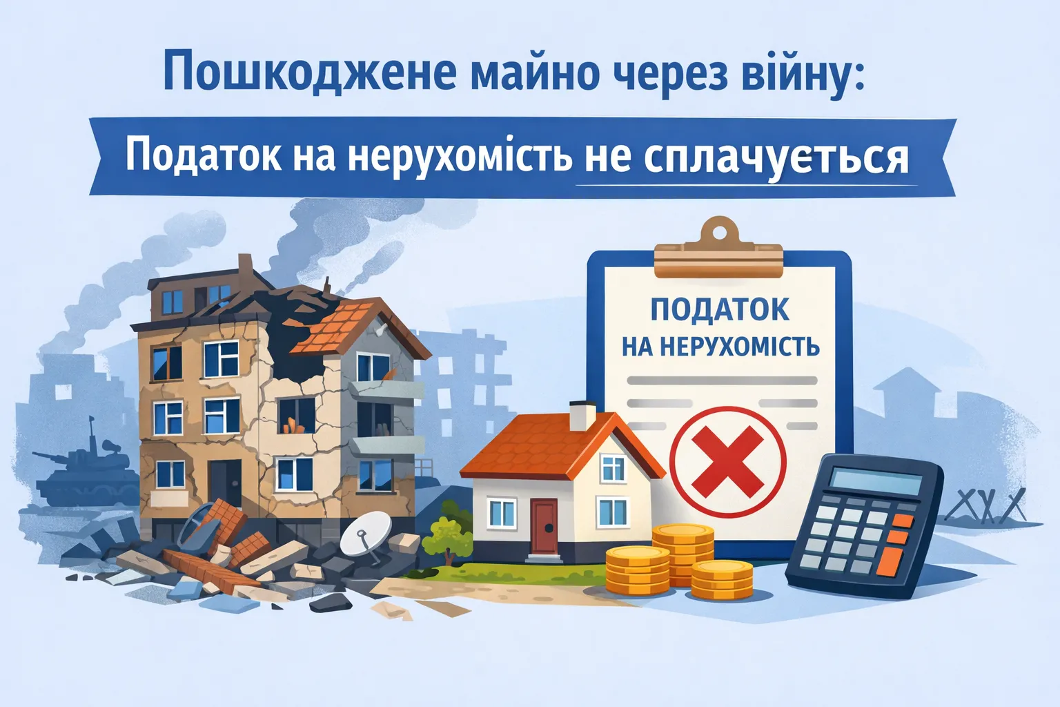 Пошкоджене через війну майно: коли податок на нерухомість не сплачується Пошкоджене через війну майно: коли податок на нерухомість не сплачується