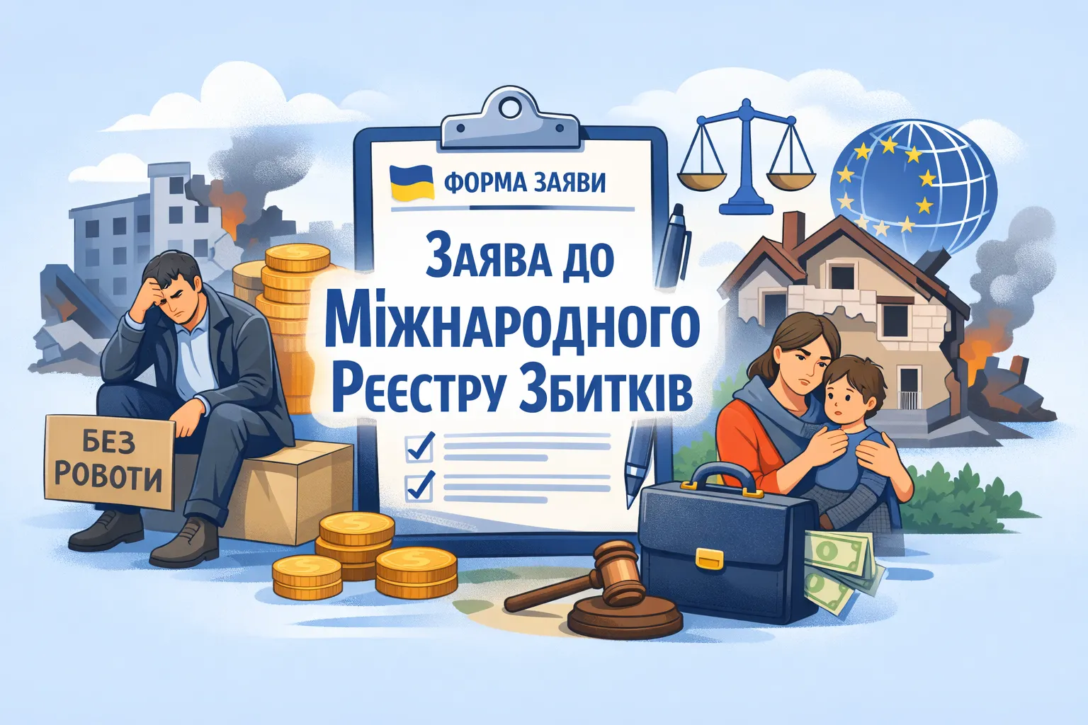 Українці, які втратили роботу через війну, можуть подати заяву до міжнародного Реєстру збитків