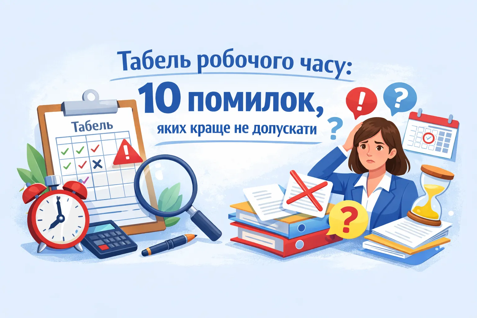 Табель робочого часу: 10 помилок, які кадровику краще не допускати