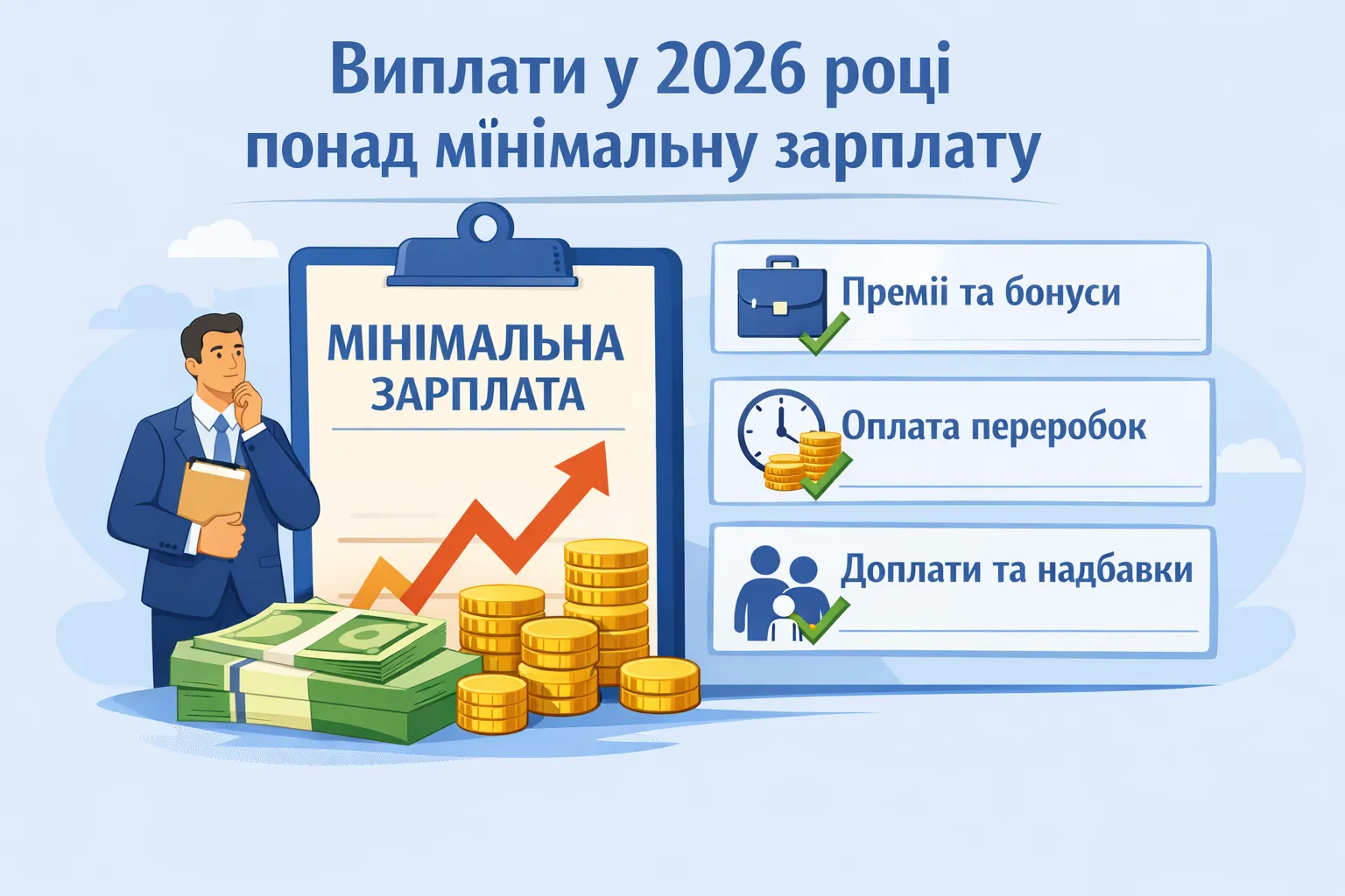 Мінімальна зарплата — не «стеля»: які виплати у 2026 році потрібно нараховувати понад МЗП