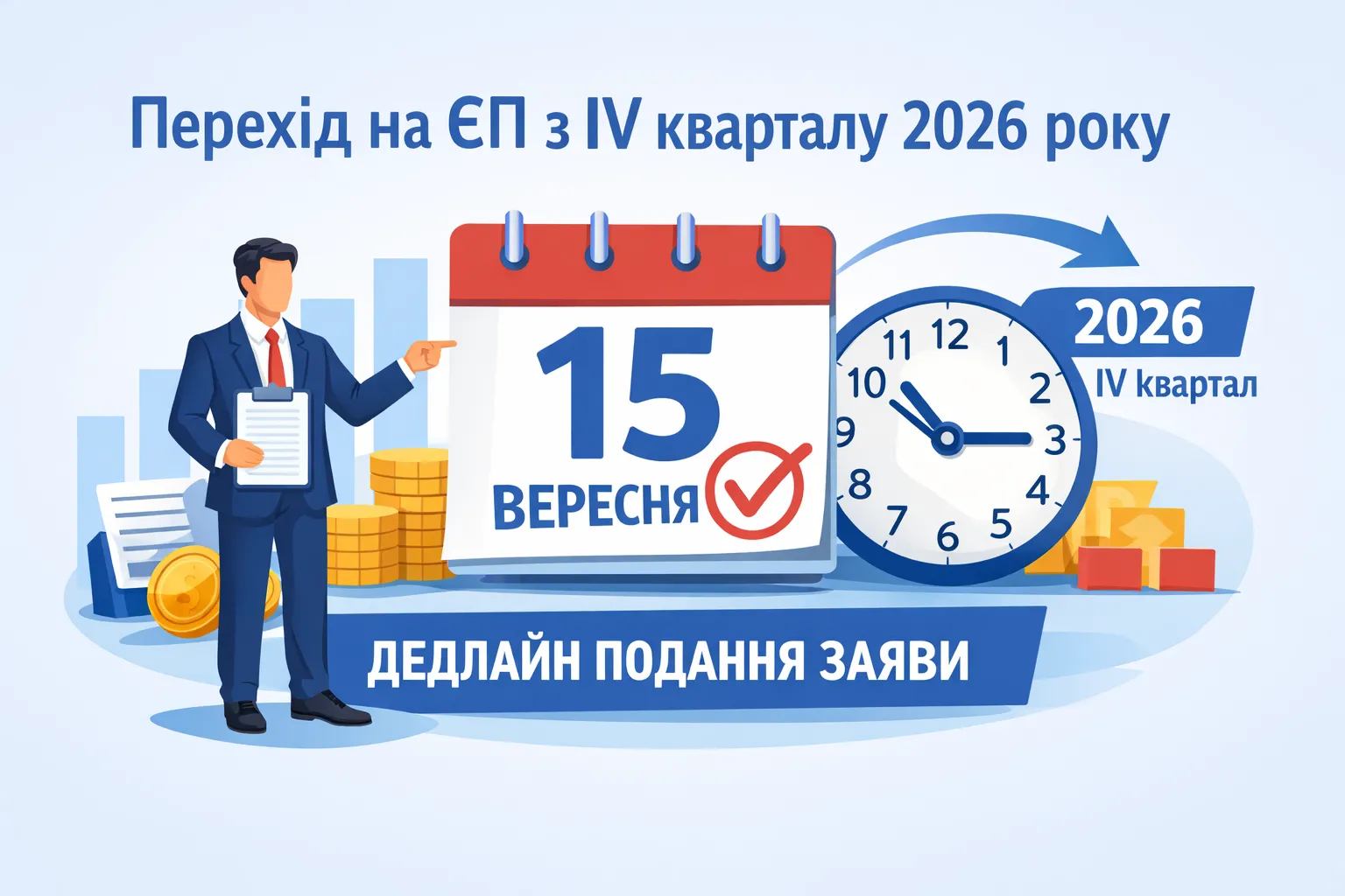 Перехід на ЄП з IV кварталу 2026 року: дедлайн подання заяви - 15 вересня Перехід на ЄП з IV кварталу 2026 року: дедлайн подання заяви - 15 вересня