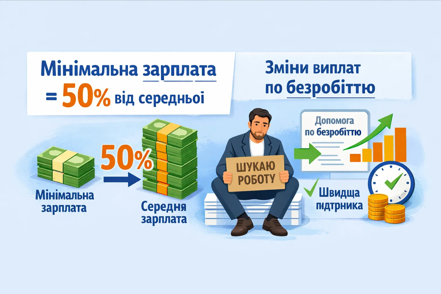 Профспілки пропонують встановити мінімальну зарплату на рівні 50% середньої та змінити допомогу по безробіттю Профспілки пропонують встановити мінімальну зарплату на рівні 50% середньої та змінити допомогу по безробіттю