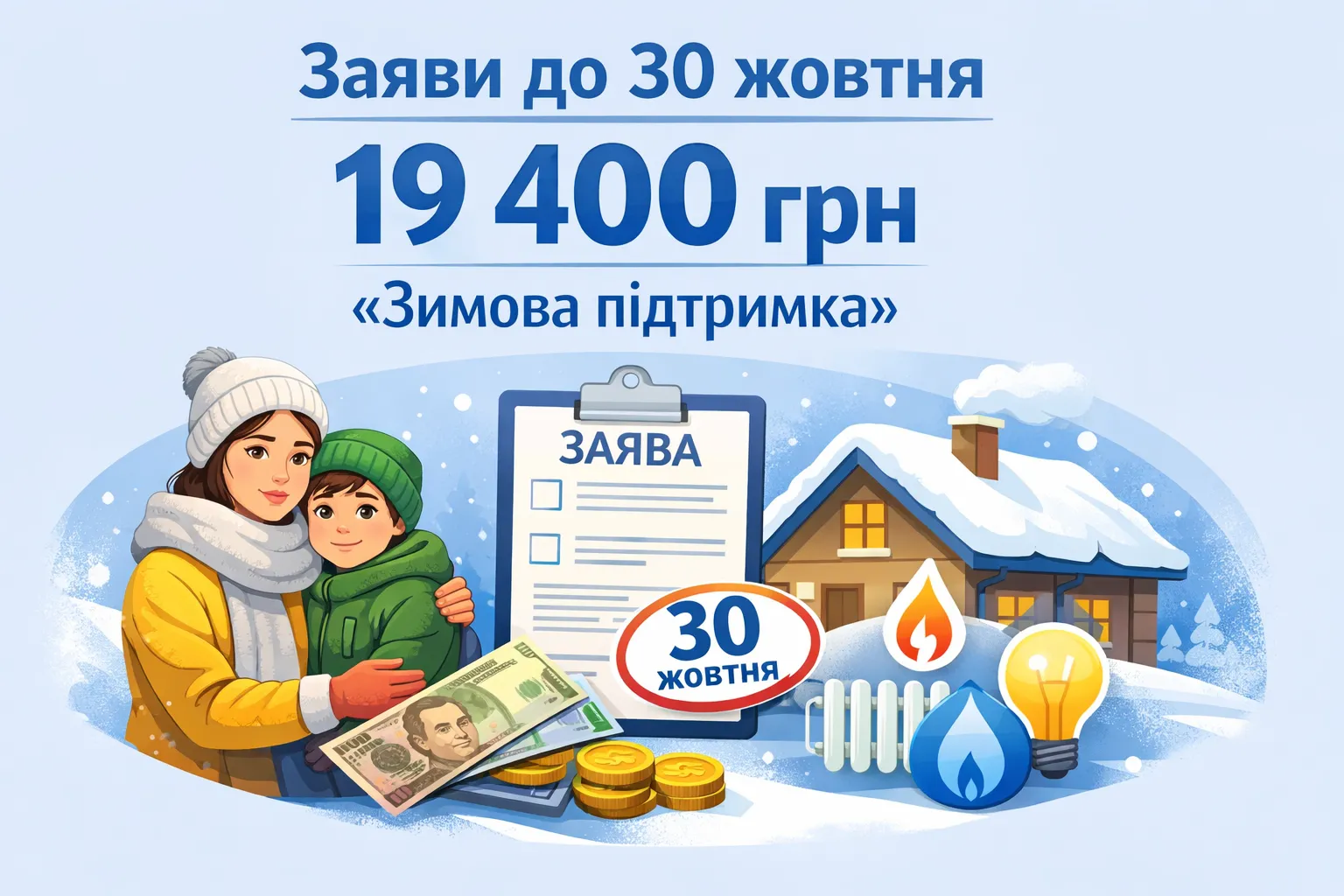 Заяви до 30 жовтня: хто може отримати 19 400 грн «Зимової підтримки»