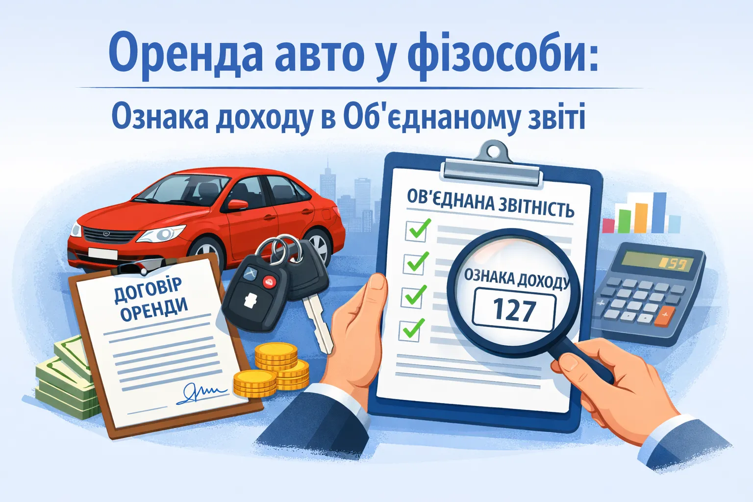Оренда авто у фізособи: яку ознаку доходу зазначати в Об’єднаному звіті