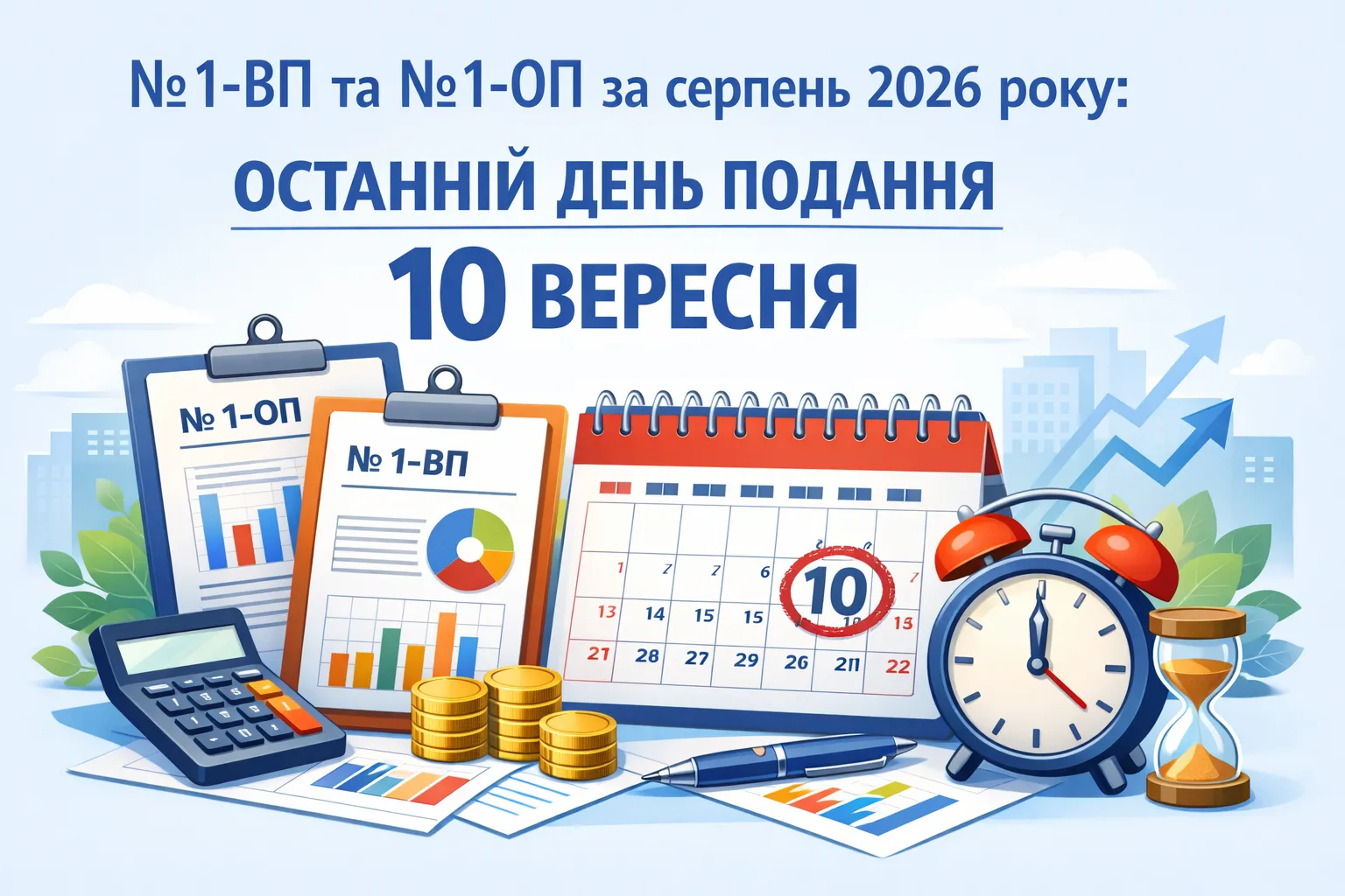 № 1-ВП та № 1-ОП за серпень 2026 року: останній день подання — 10 вересня