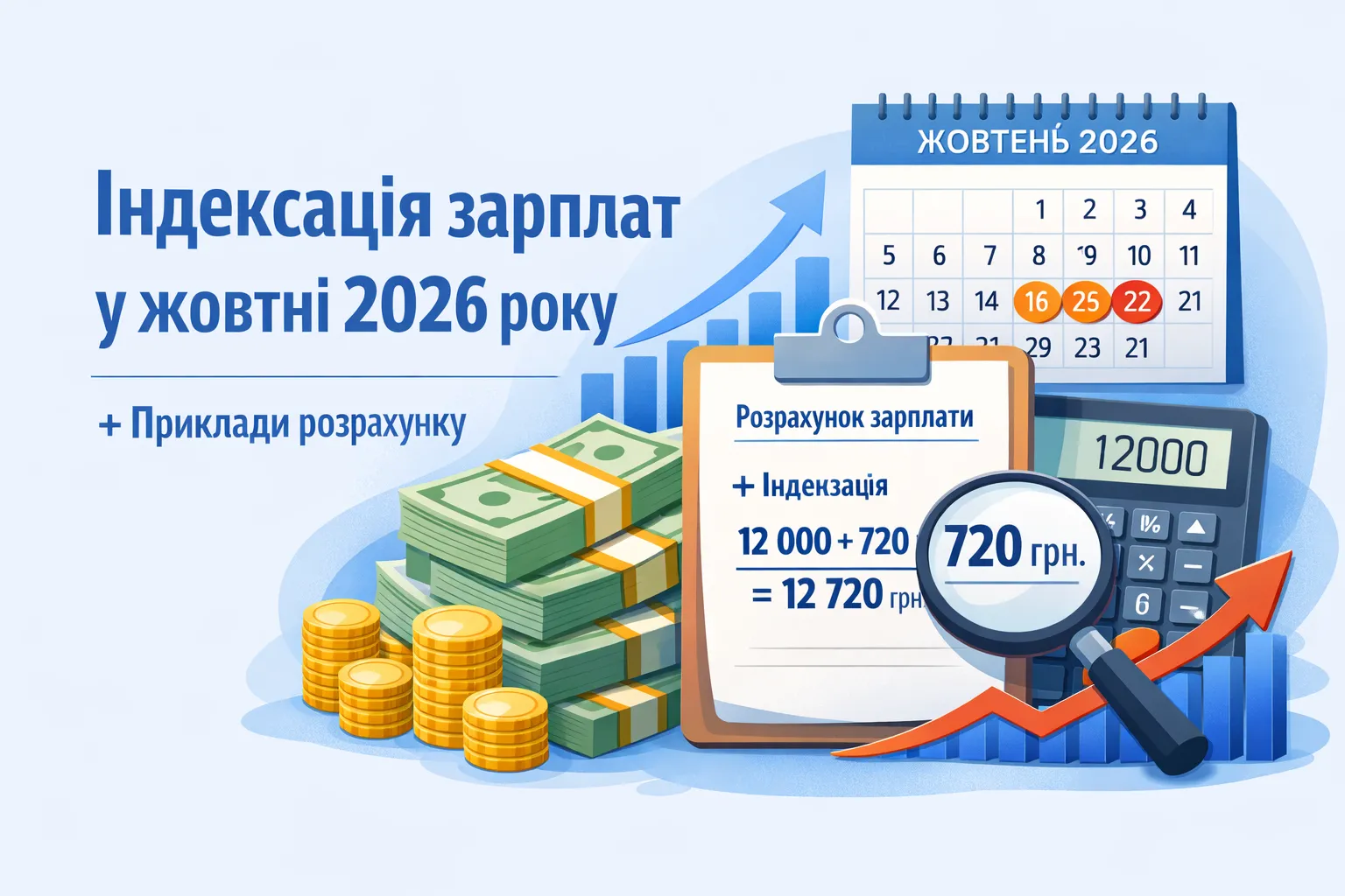 Індексація зарплати у жовтні 2026 року (+ приклади розрахунку)