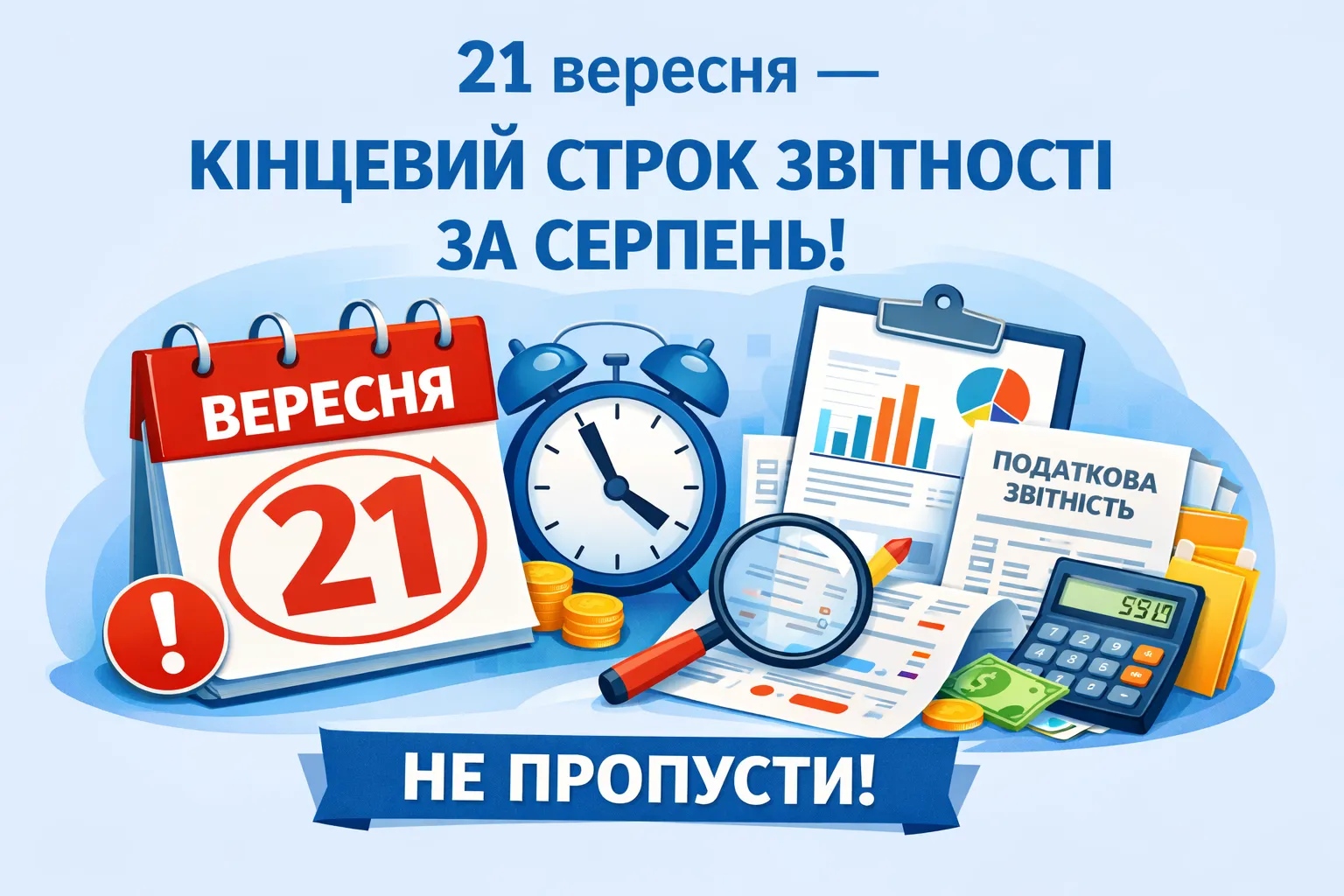 21 вересня — граничний строк подання звітності за серпень: що не пропустити