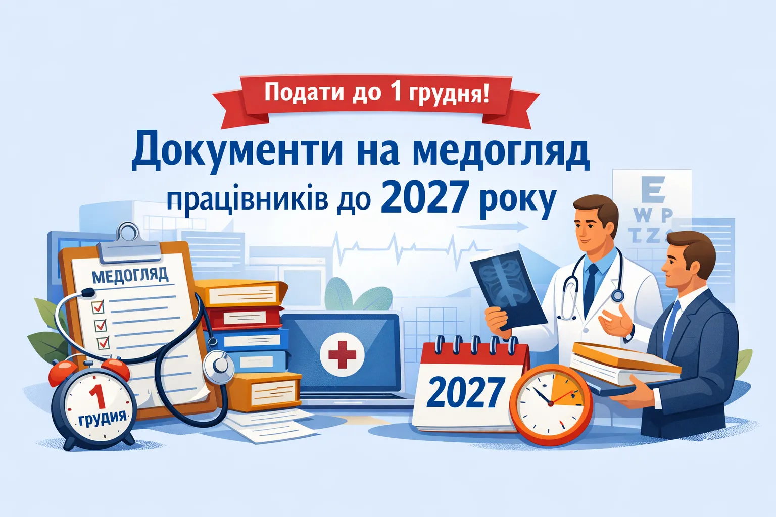 До 1 грудня роботодавці мають подати документи для медоглядів працівників на 2027 рік До 1 грудня роботодавці мають подати документи для медоглядів працівників на 2027 рік