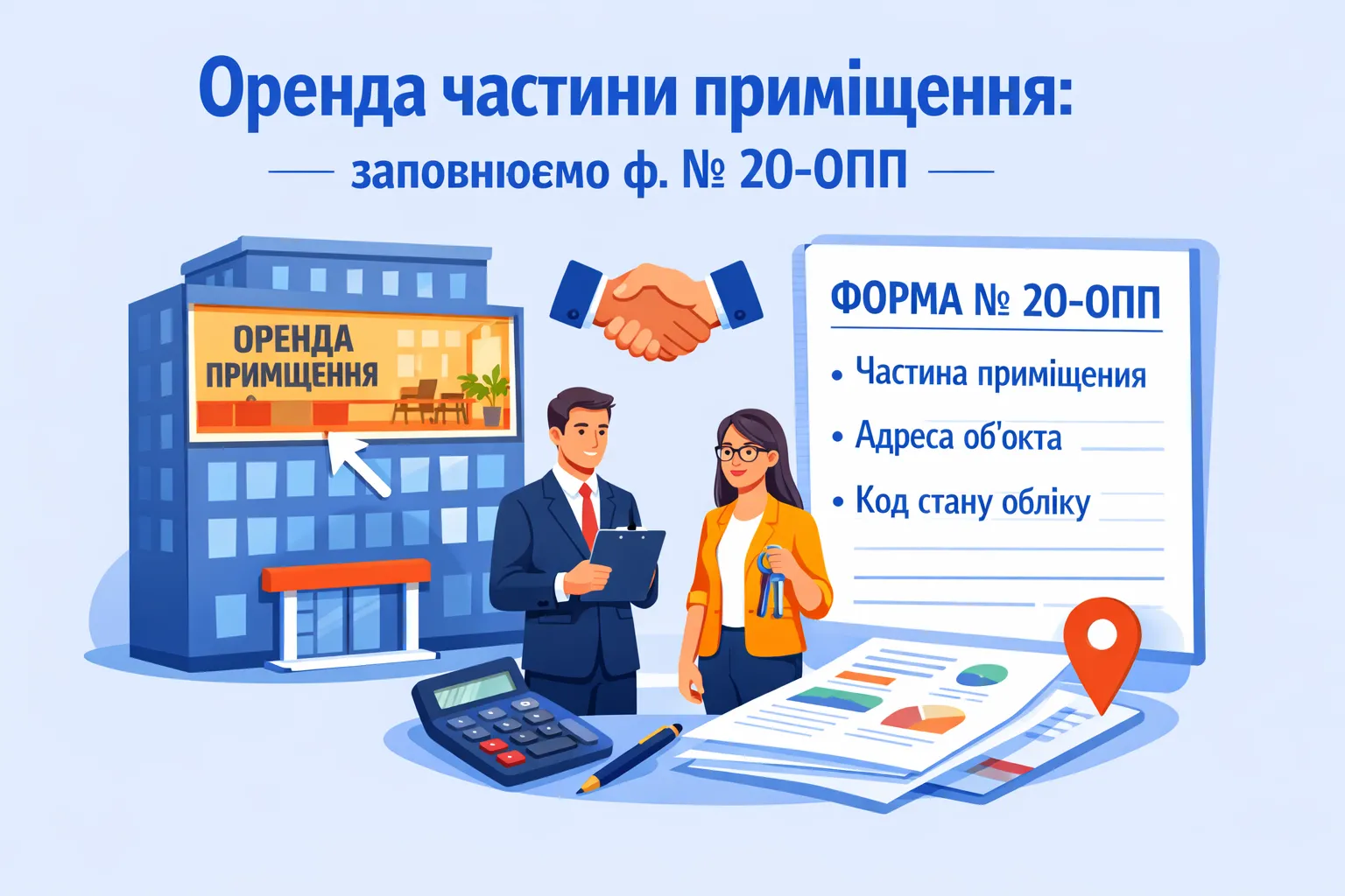 Оренда частини приміщення: заповнюємо ф. № 20-ОПП