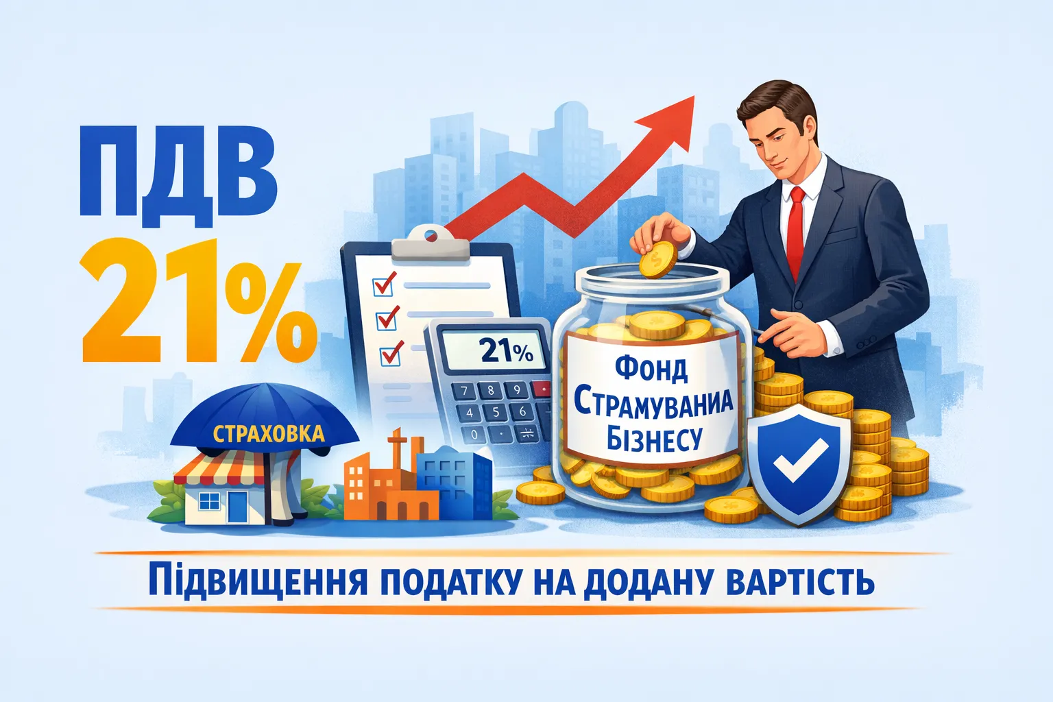 ПДВ 21%: Уряд розглядає підвищення податку для створення фонду страхування бізнесу ПДВ 21%: Уряд розглядає підвищення податку для створення фонду страхування бізнесу