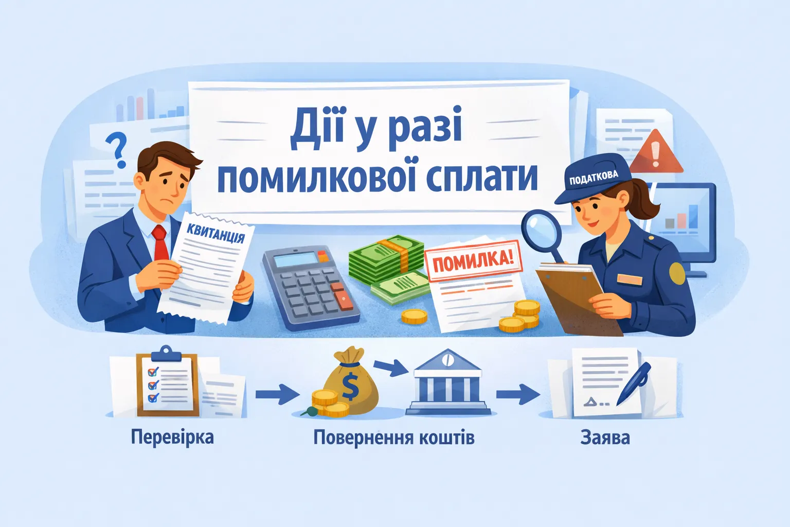 Порядок дій в разі виявлення випадків помилкової сплати