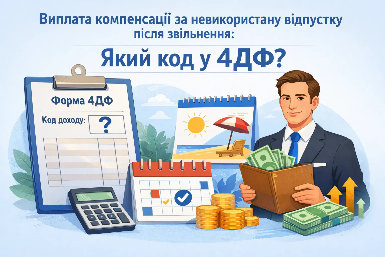 Виплата компенсації за невикористану відпустку після звільнення: який код у 4ДФ?