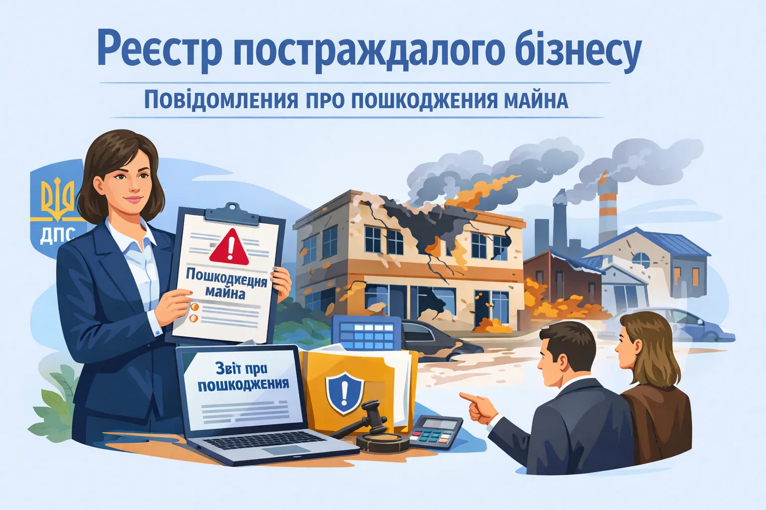 ДПС розпочинає створення реєстру постраждалого бізнесу: презентували підприємствам повідомлення про пошкодження майна