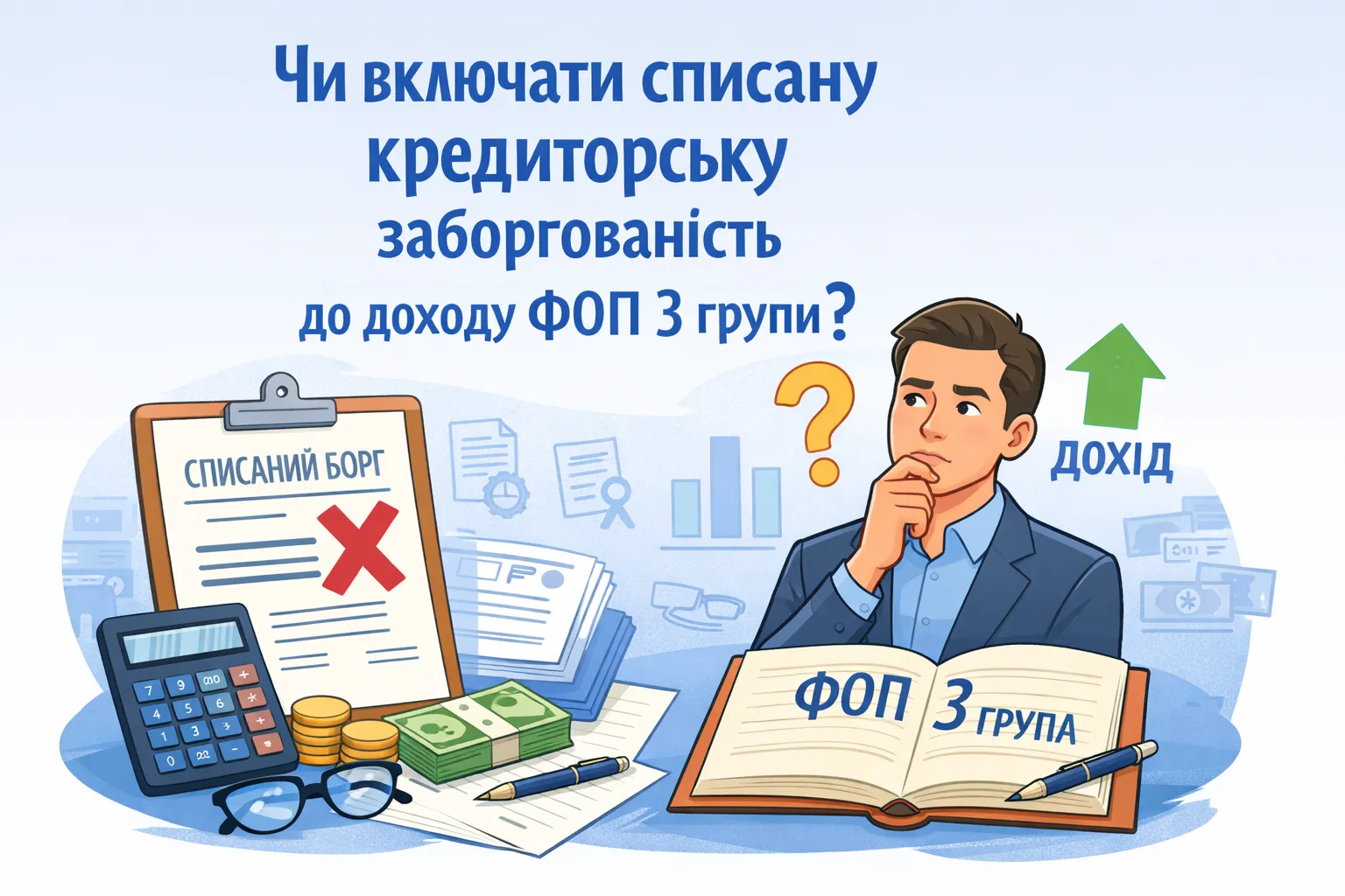 Чи включати списану кредиторську заборгованість до доходу ФОП на ЄП 3 групи?