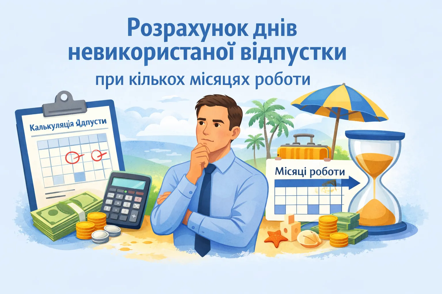 Як розрахувати дні невикористаної відпустки, якщо працівник відпрацював лише кілька місяців