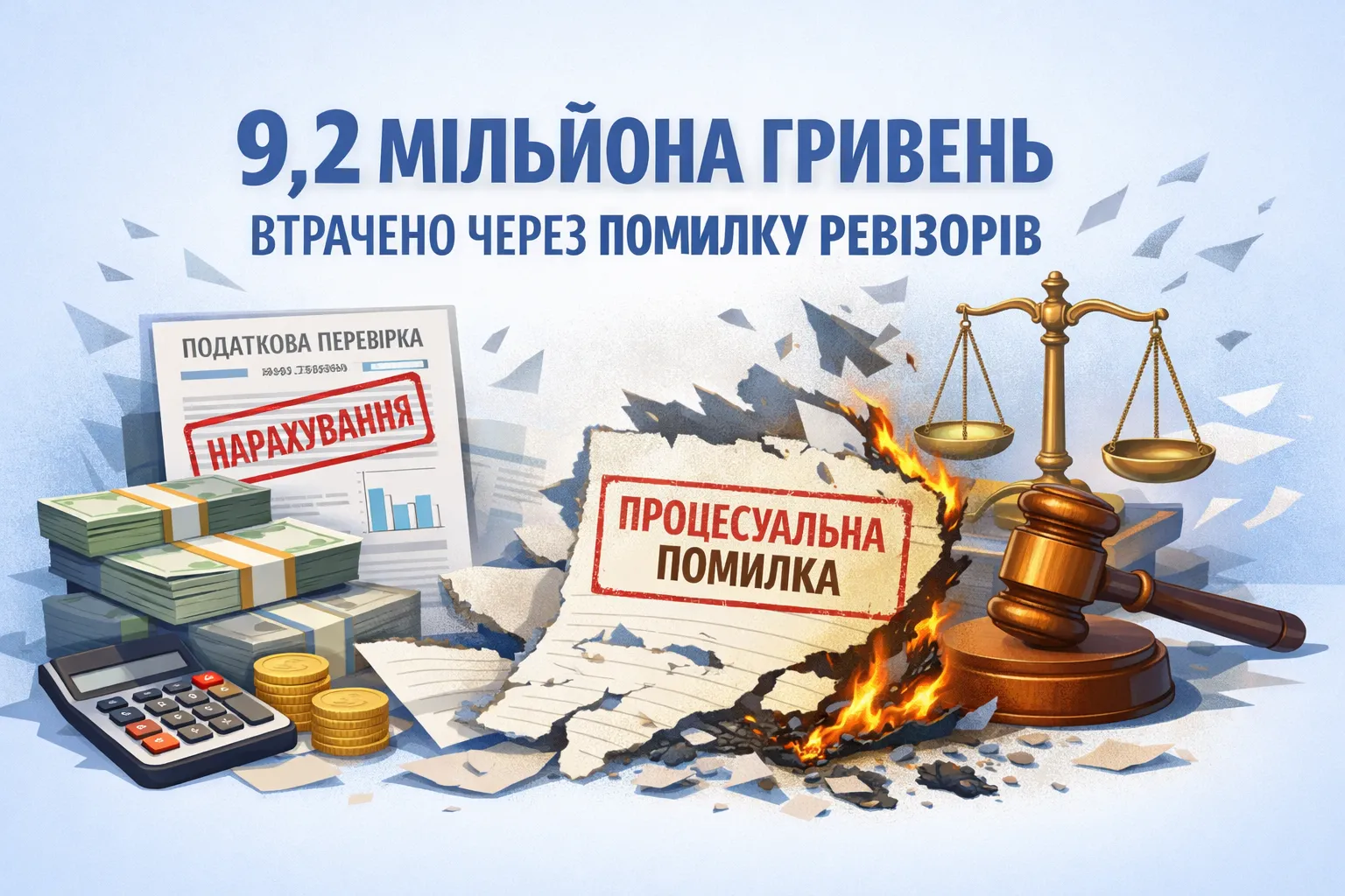 Майже 9,2 мільйона гривень донарахувань зникли через одну процесуальну помилку ревізорів.