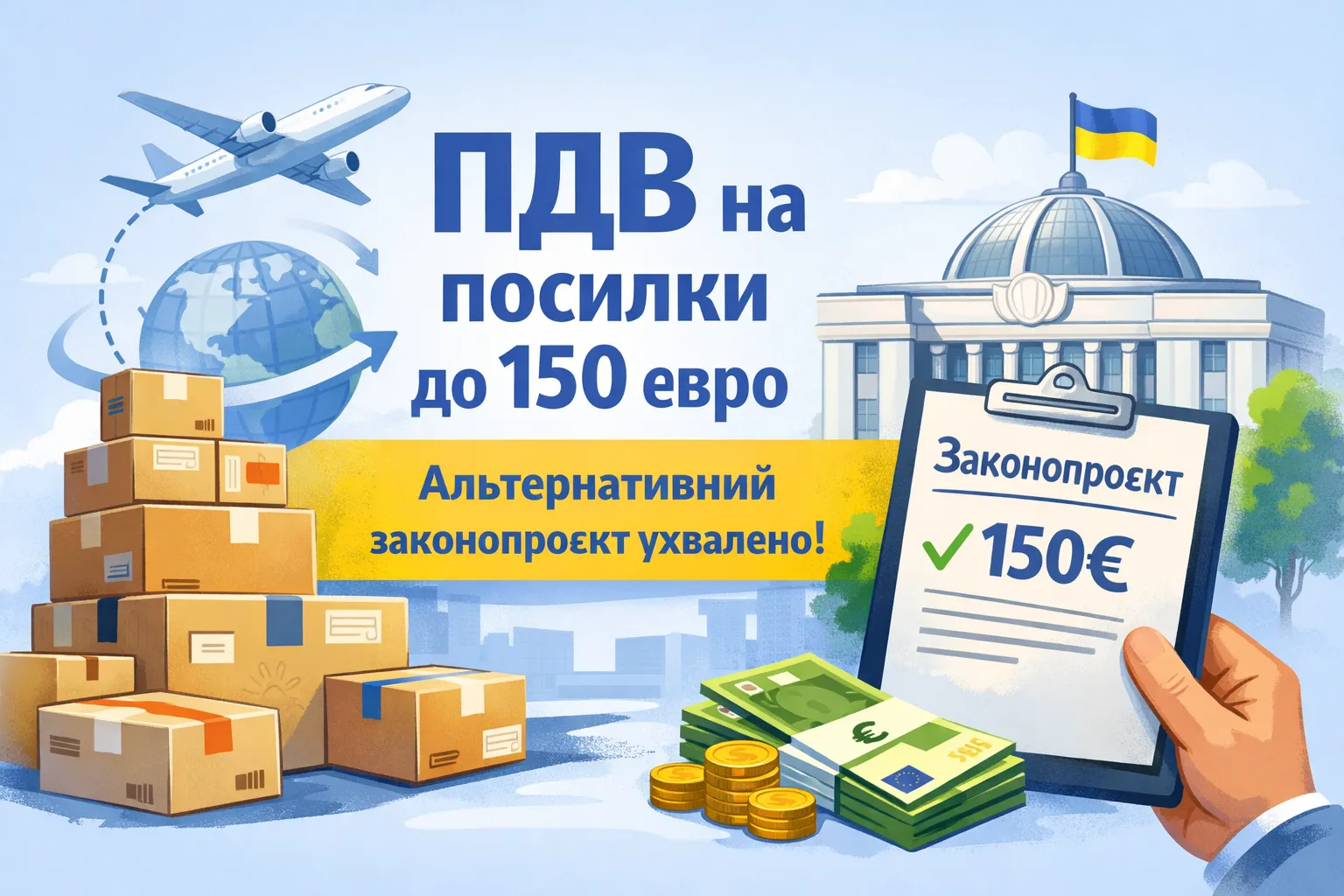 ПДВ на міжнародні посилки до 150 євро: Рада підтримала альтернативний законопроєкт ПДВ на міжнародні посилки до 150 євро: Рада підтримала альтернативний законопроєкт