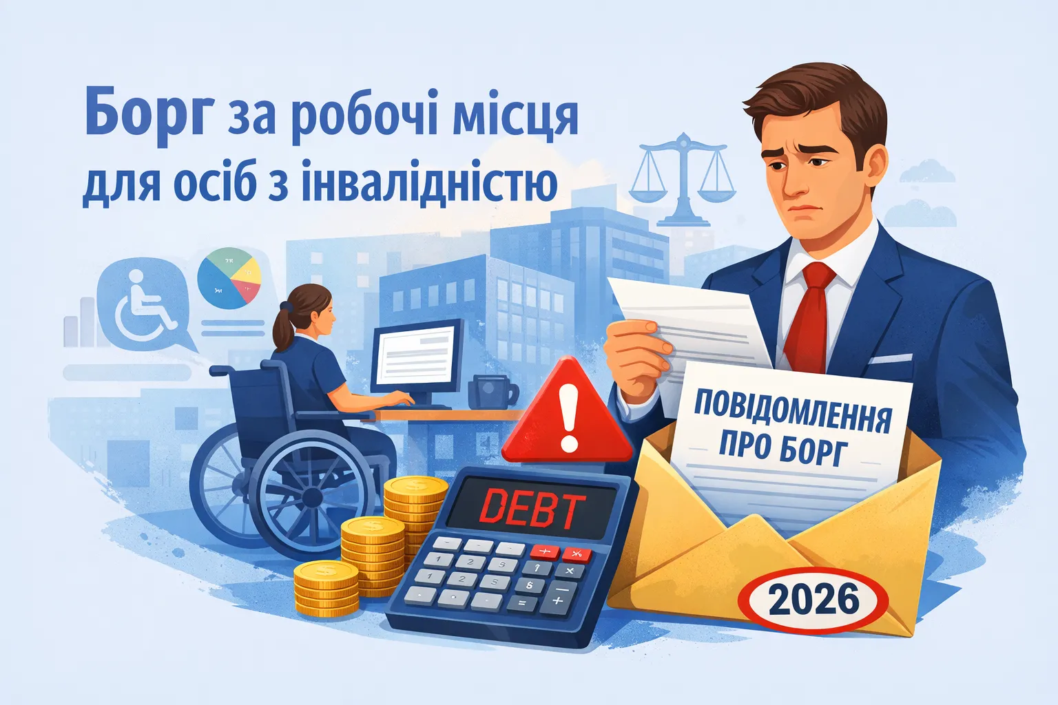 Не сплатили санкції за норматив робочих місць для осіб з інвалідністю до 2026 року: оримаєте повідомлення про борг