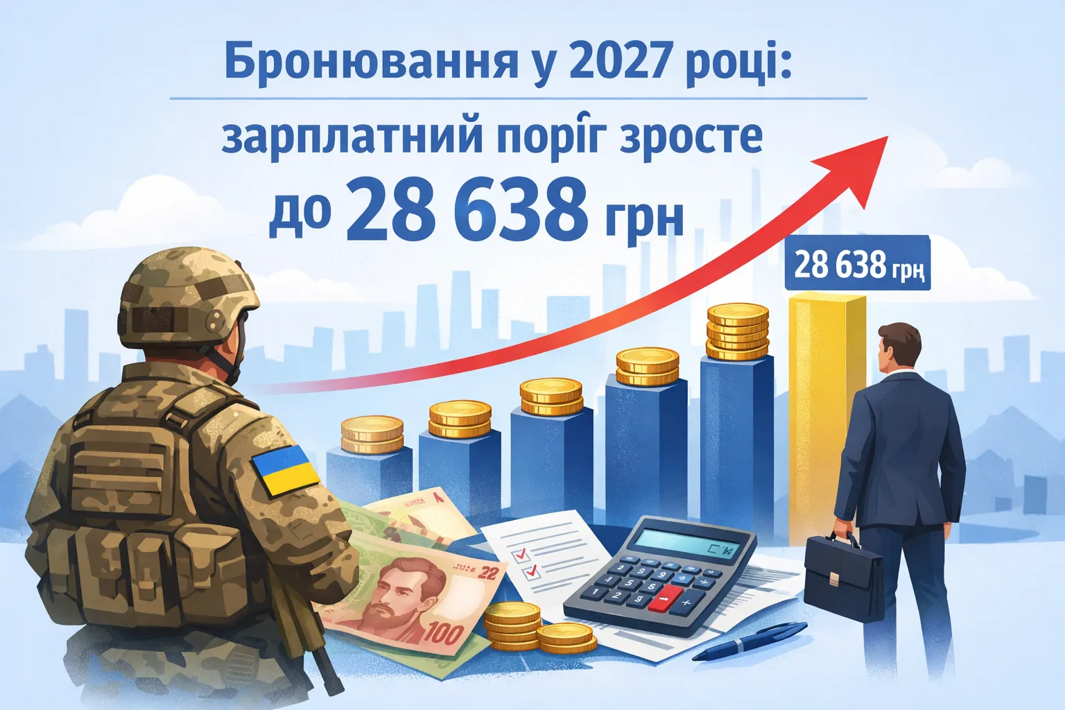 Бронювання у 2027 році: зарплатний поріг зросте до 28 638 грн Бронювання у 2027 році: зарплатний поріг зросте до 28 638 грн