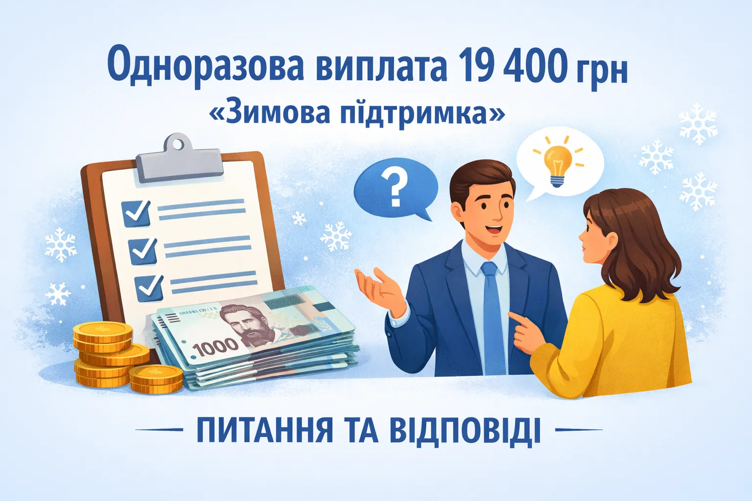 Питання і відповіді про одноразову виплату 19 400 грн «Зимова підтримка»