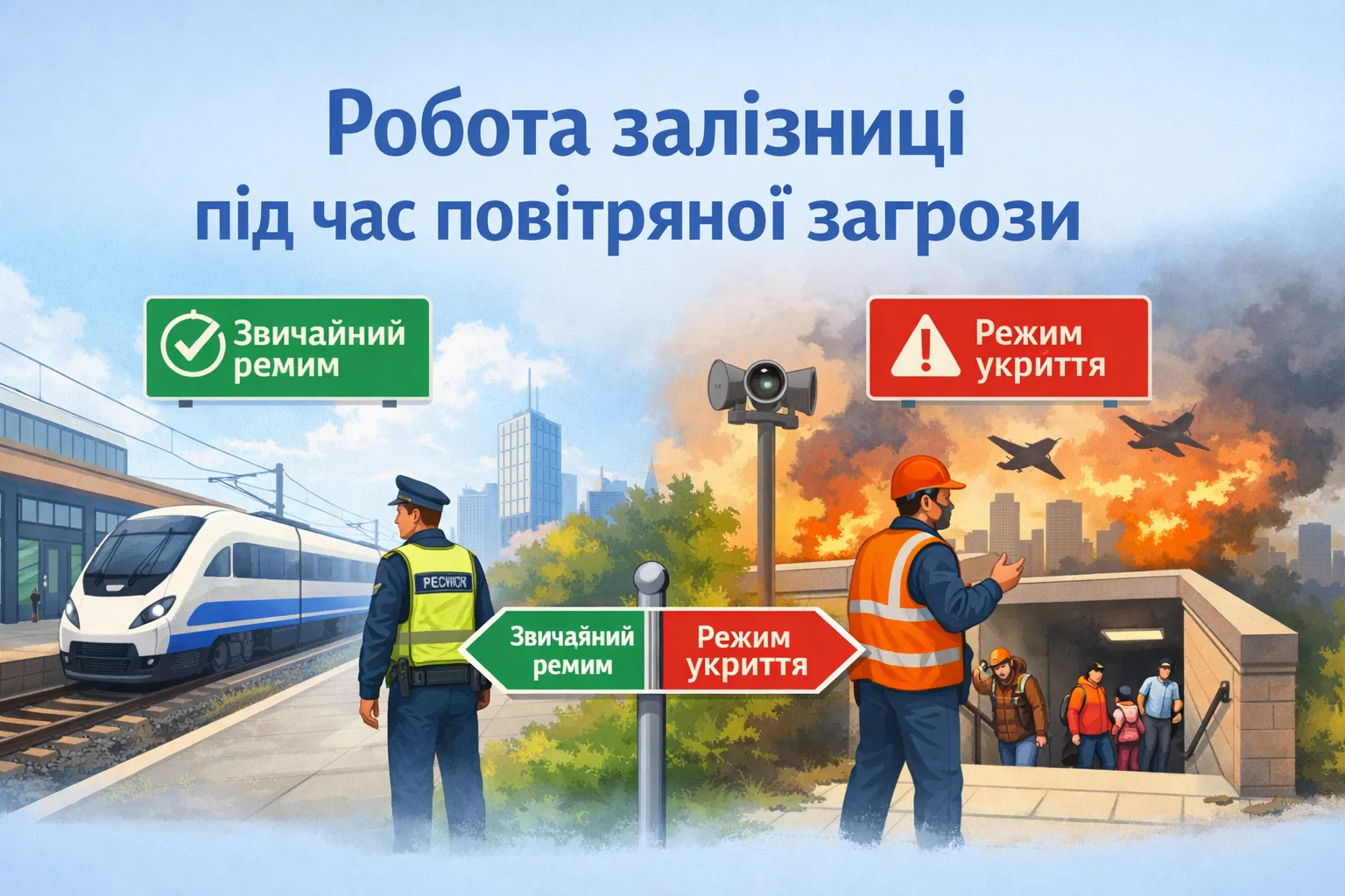 Нові правила роботи залізниці та вокзалів залежно від рівня повітряної загрози