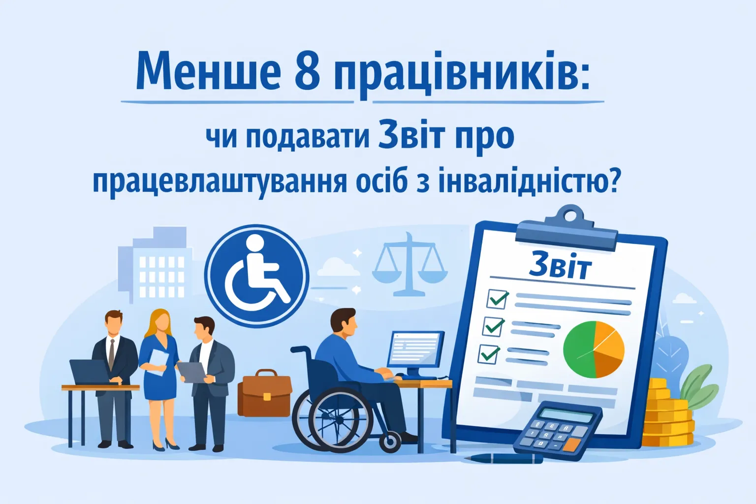 Працює менш ніж 8 працівниками: чи подавати Звіт про внесок на працевлаштування осіб з інвалідністю?
