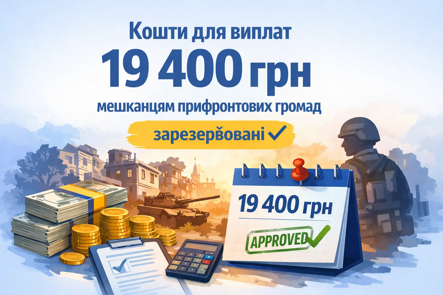 Кошти для виплат 19 400 грн мешканцям прифронтових громад уже зарезервовані