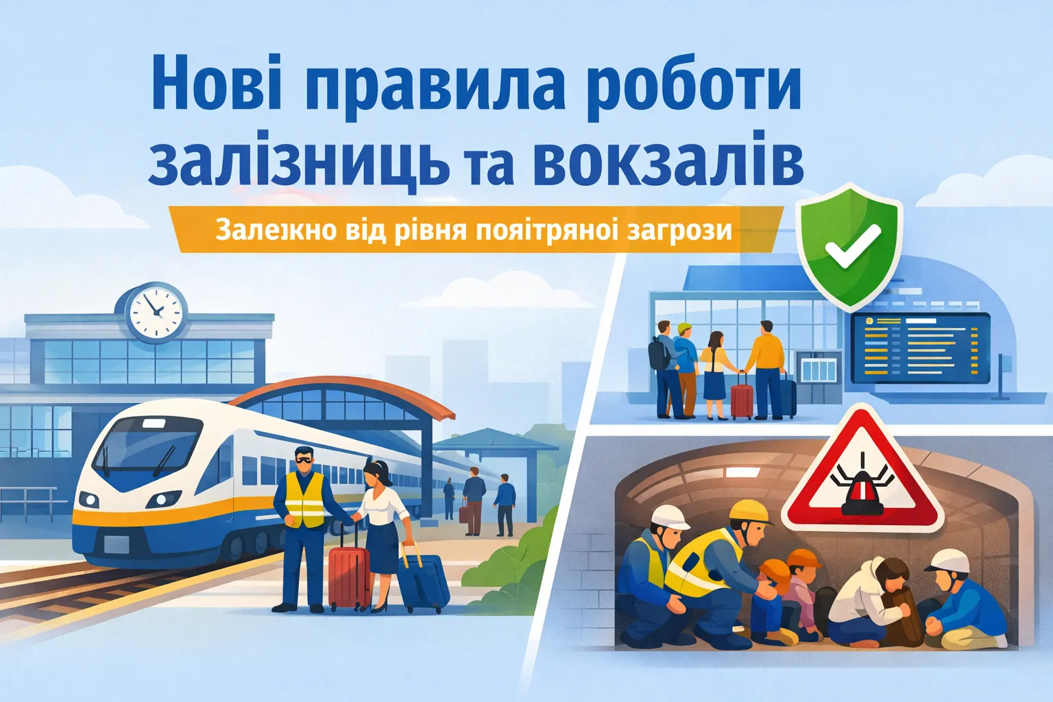 Уряд затвердив нові правила роботи залізниці та вокзалів залежно від рівня повітряної загрози